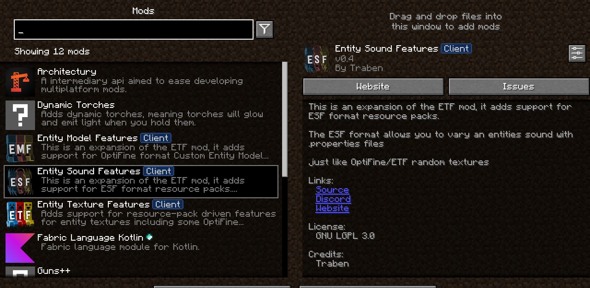 Пример замены звуков гаста в Minecraft с помощью мода Entity Sound Features