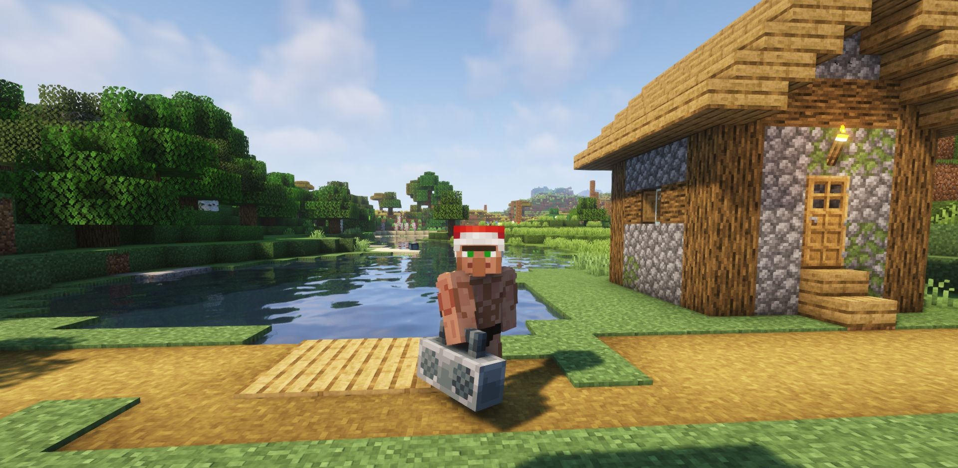 Геймплей с модом Etched в Minecraft: прослушивание музыки через проигрыватель