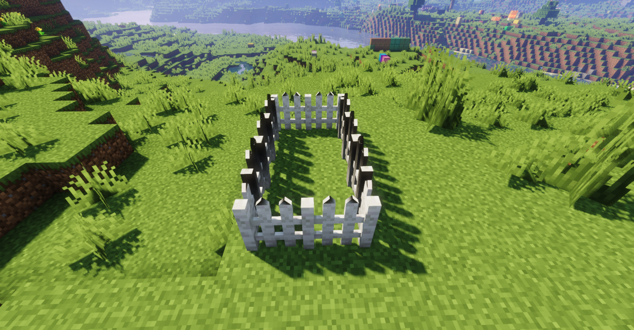 Красивые заборы из текстур-пака Eugene’s Fences в разных биомах Minecraft