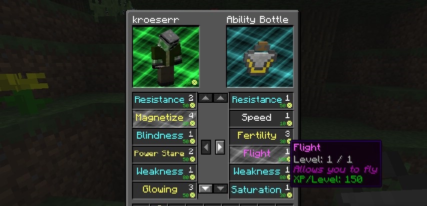 Игрок использует вечные способности в бою с криперами в Minecraft