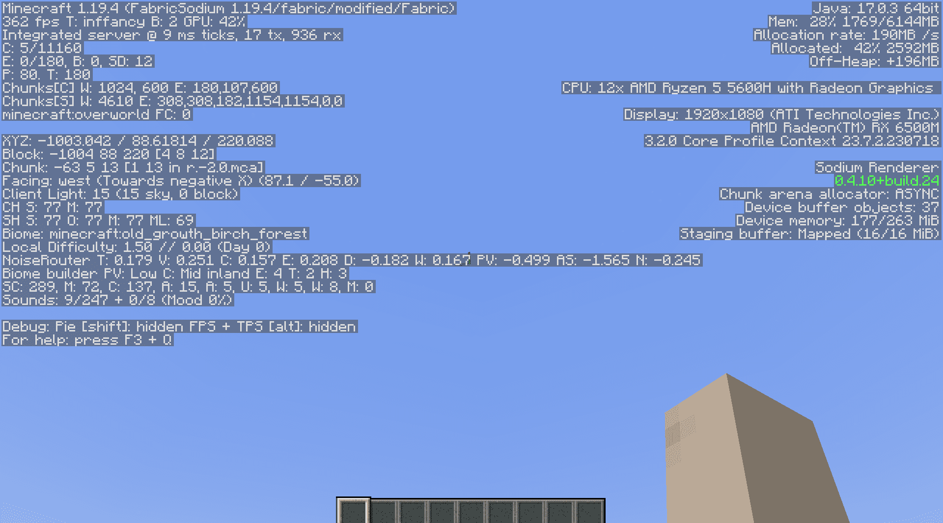 Настройки мода Exordium в Minecraft для оптимизации интерфейса
