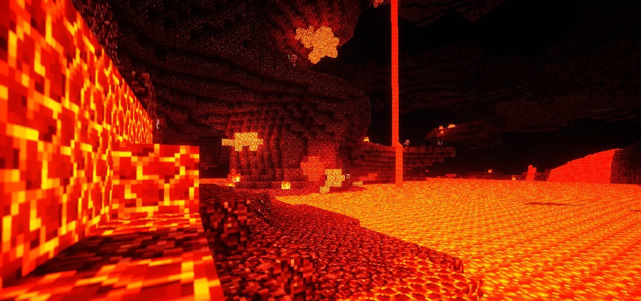 Ночной пейзаж Minecraft с шейдерами: звездное небо и динамическое освещение