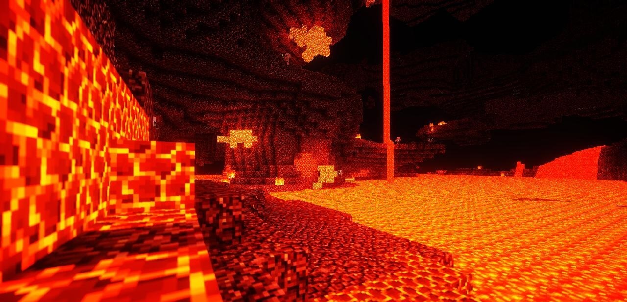 Деревня в Minecraft с шейдерами Exposa Unique: тени от построек и естественное освещение
