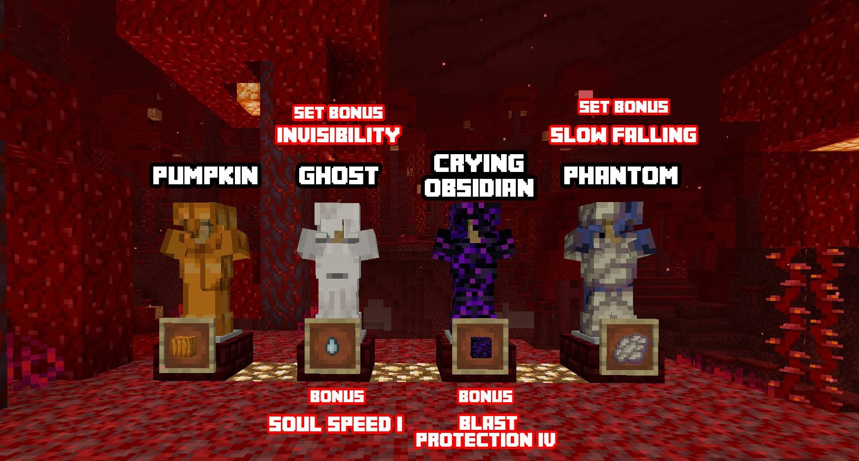 Игрок в уникальной броне исследует снежный биом в Minecraft