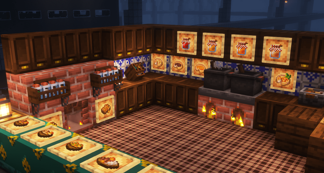 Игровой процесс с модом Extra Delight: приготовление хлеба и десертов в Minecraft