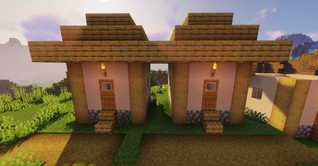 Красивый дом со стеклянными дверями в Minecraft