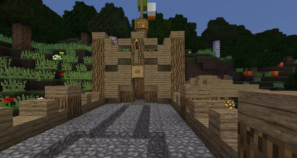 Красивый закат в Minecraft с улучшенными шейдерами