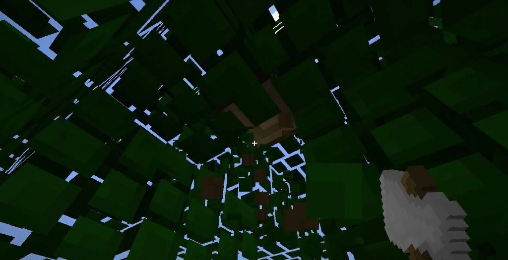 Листва в Minecraft с модом FastLeafDecay начинает быстро исчезать после удаления ствола