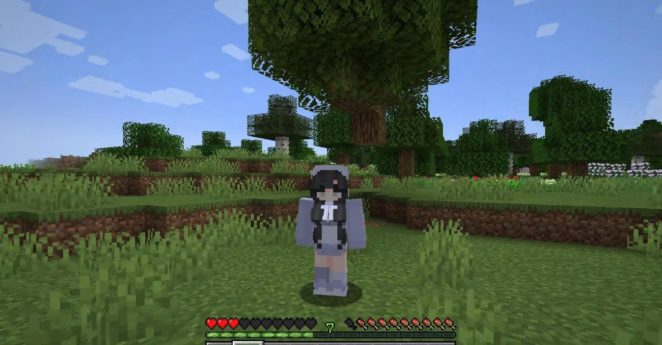 Скриншот женского персонажа в Minecraft с новыми анимациями