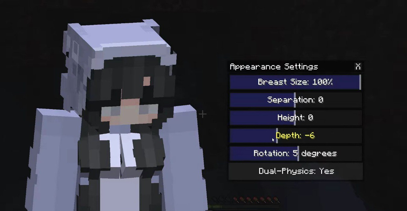 Сравнение стандартного и женского персонажа в Minecraft