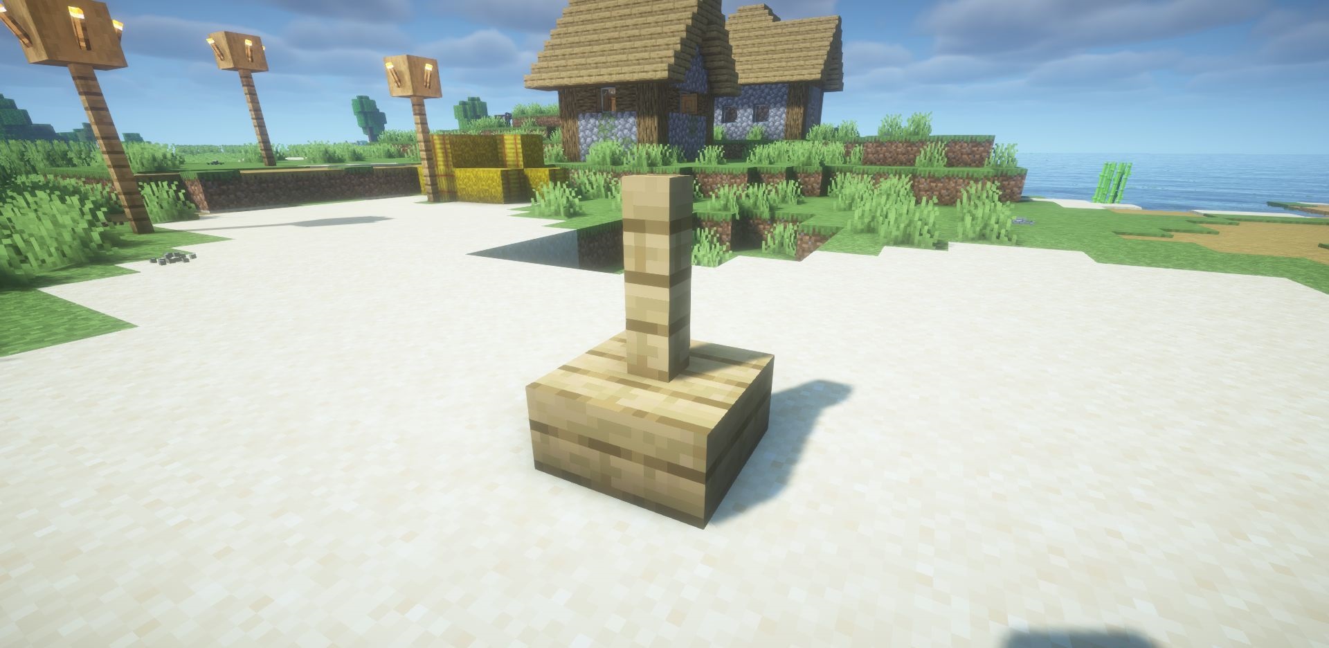 Сравнение обычного забора и забора с модом Fence On Slab в Minecraft