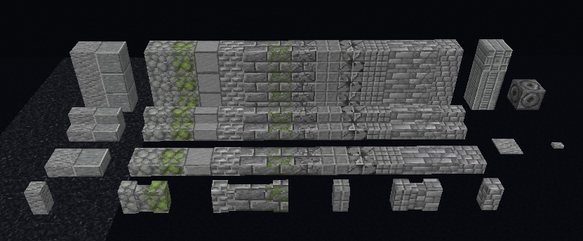 Разноцветные кирпичи и каменные плиты в моде Feur Builder для Minecraft