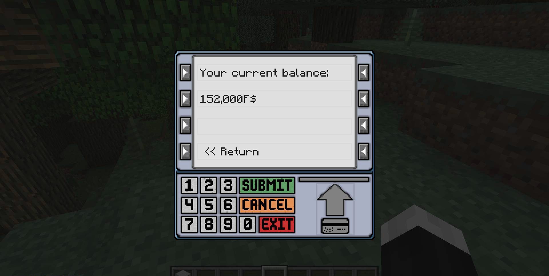 Пример использования денег в торговле между игроками в Minecraft с модом Fex’s Small Money