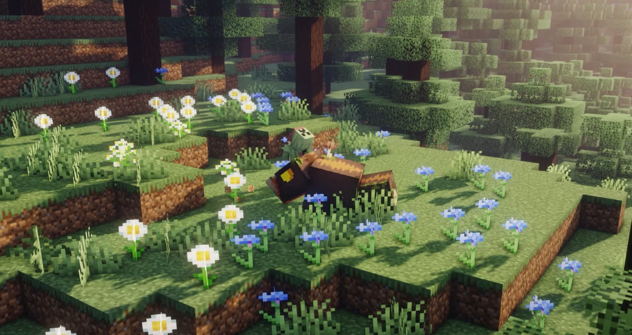 Игрок едет на прирученной змее Нилло в Minecraft