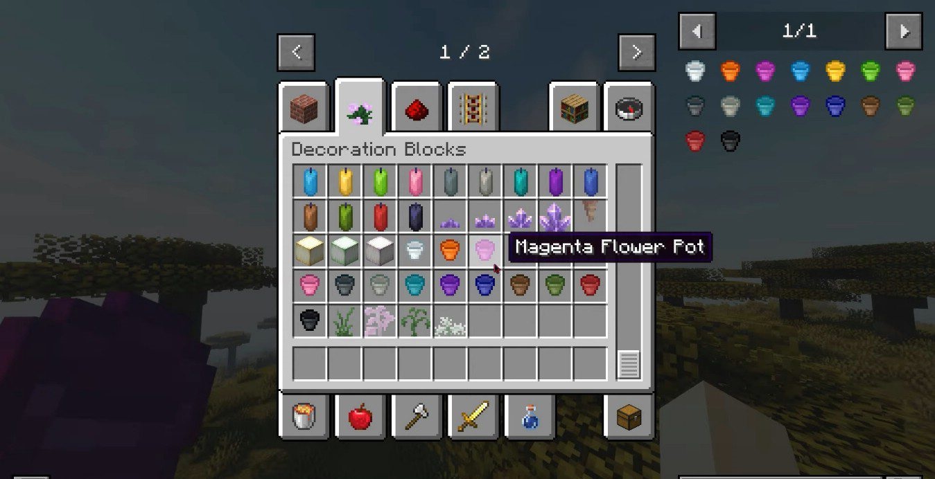 Использование мертвых кораллов в цветочных горшках в Minecraft