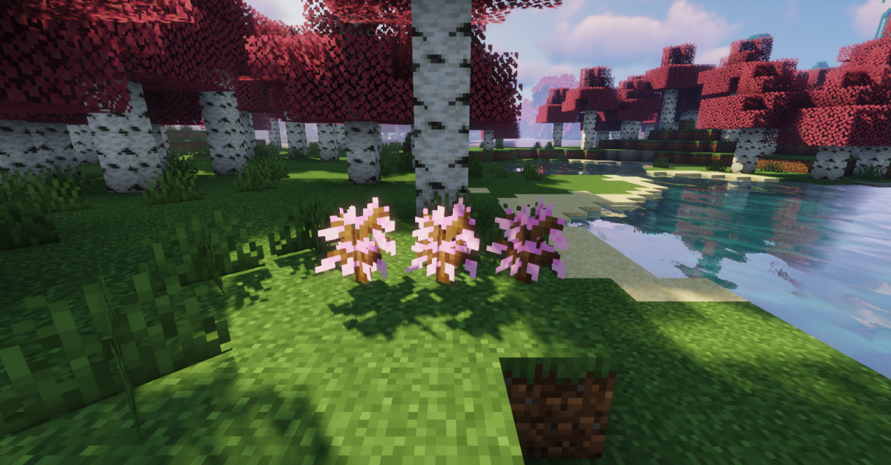 Сравнение стандартной и улучшенной листвы в Minecraft с модом Flowery Leaves
