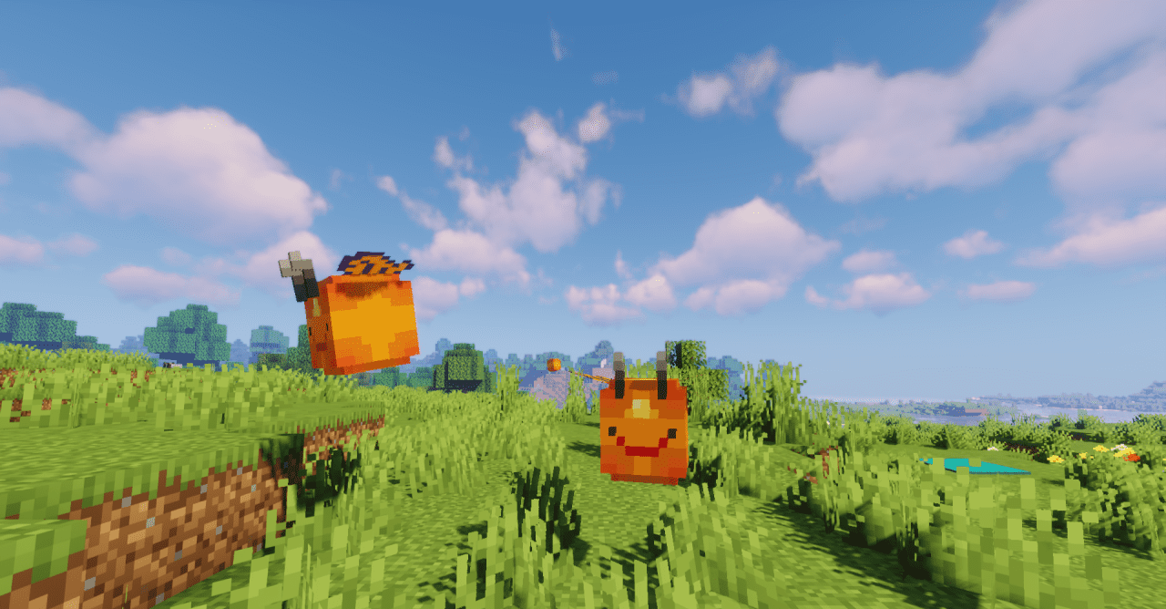 Группа разноцветных Flutter Slime пчел в Minecraft