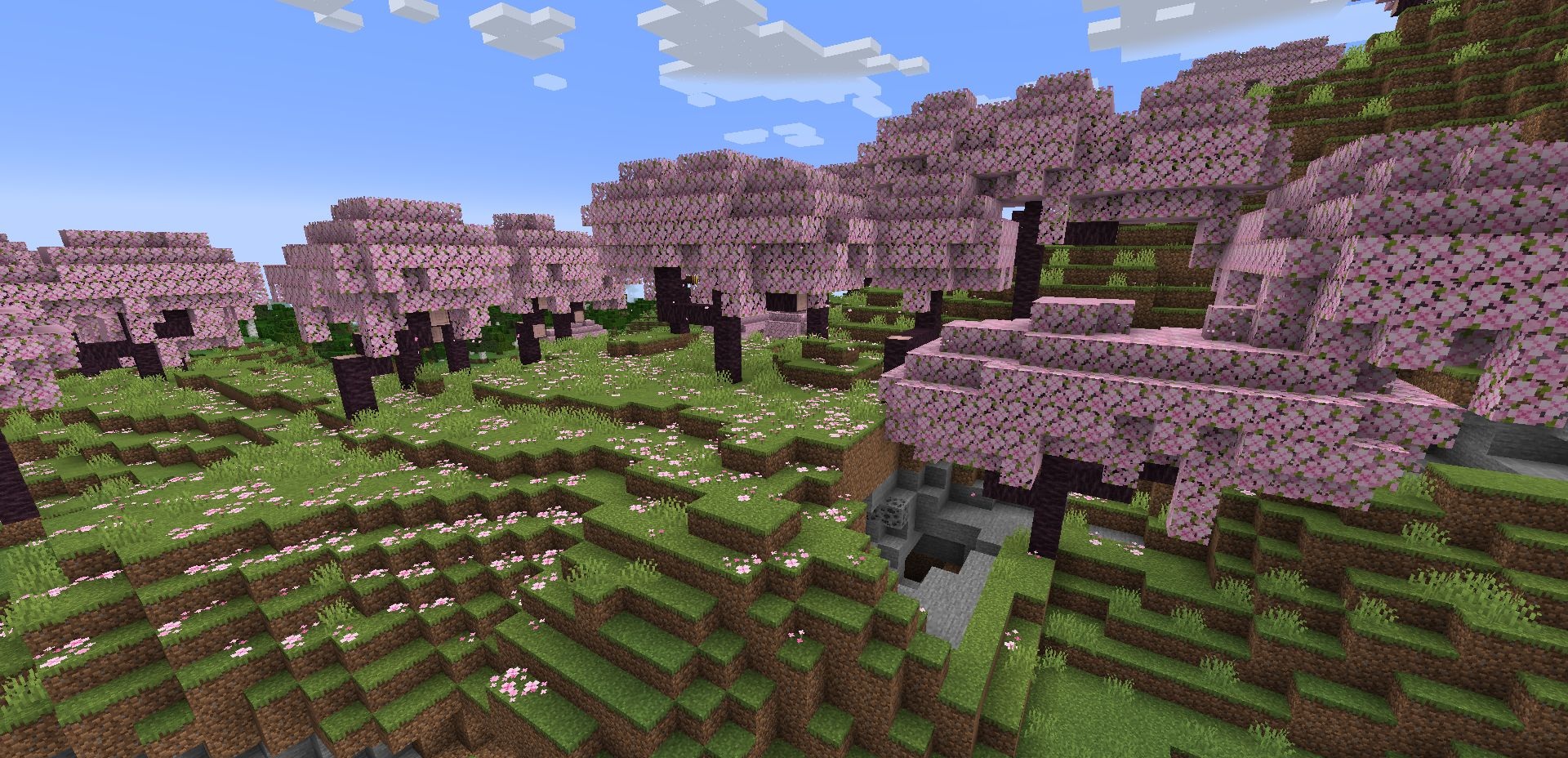 Красивый закат в Minecraft с эффектами шейдеров