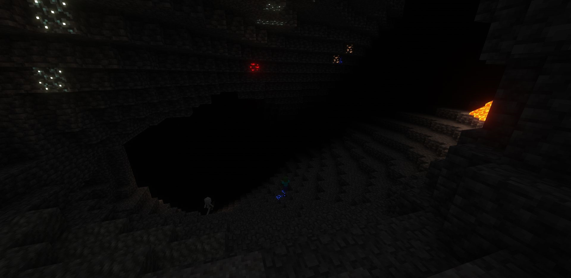 Пример работы мода Fog Looks Good Now в пещерах Minecraft