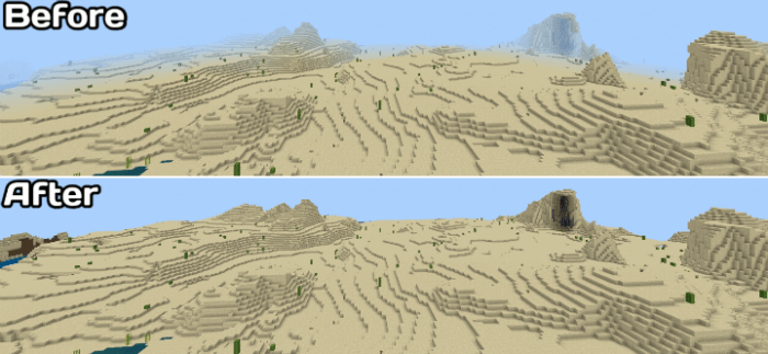 Различные биомы Minecraft с разной растительностью и рельефом местности