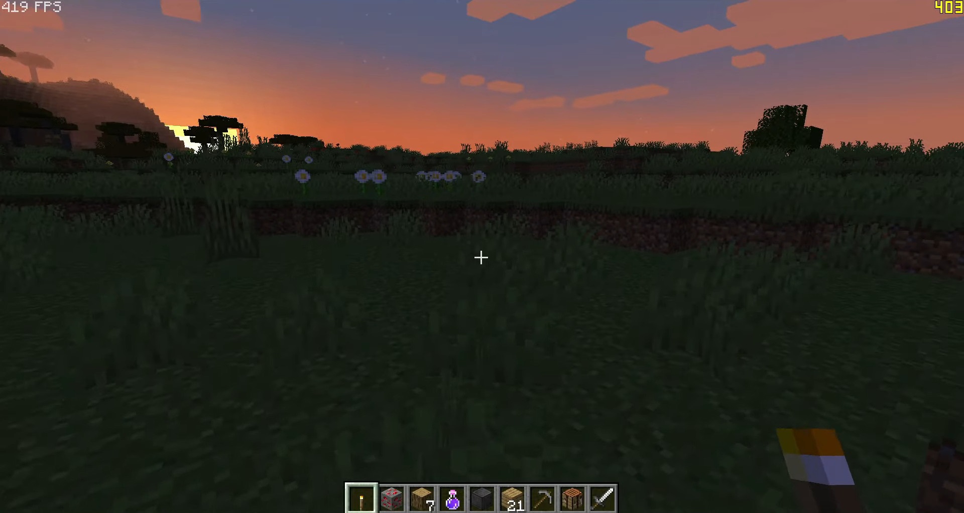 FPS Display в действии во время исследования пещер в Minecraft