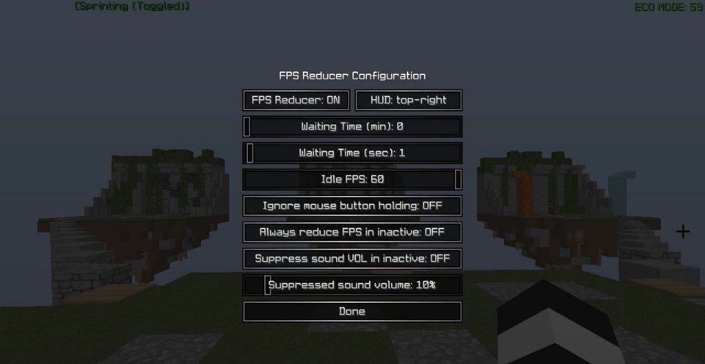 Сравнение производительности Minecraft до и после установки FPS Reducer