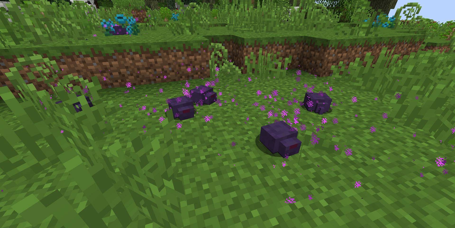 Эндермиты в Minecraft после установки Friendly Endermite Mod