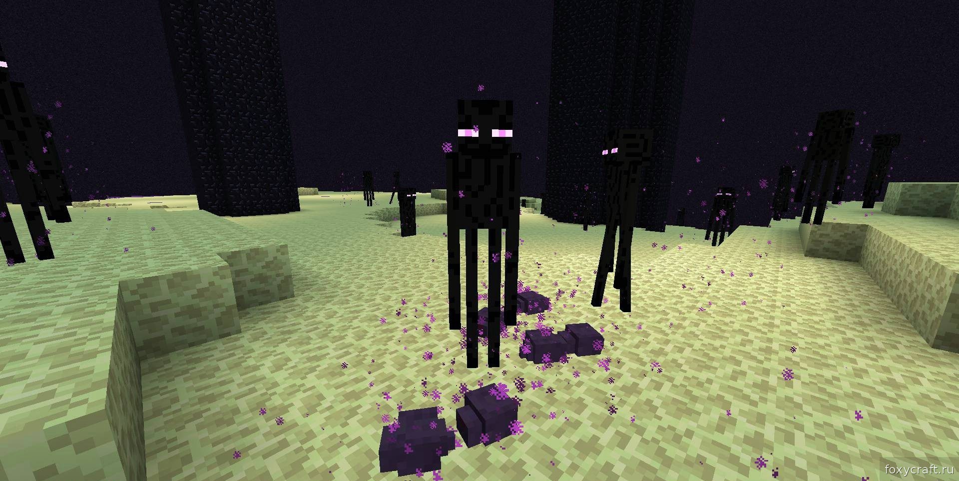 Игрок кормит дружелюбного Эндермита в Minecraft