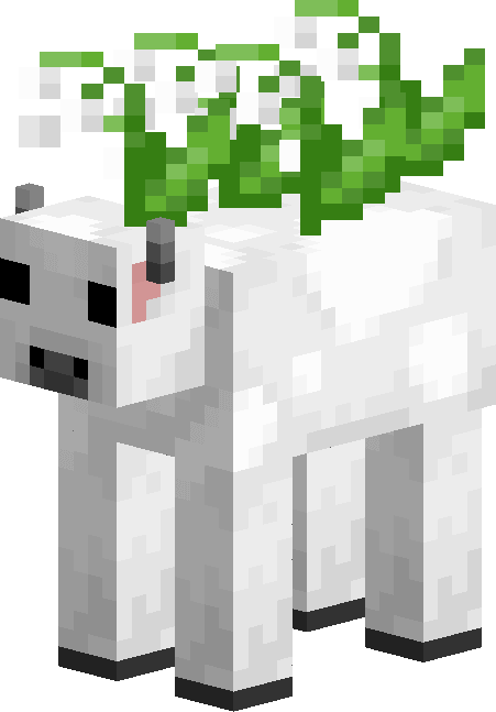 Закат в Minecraft с лютиковыми коровами на фоне горного пейзажа