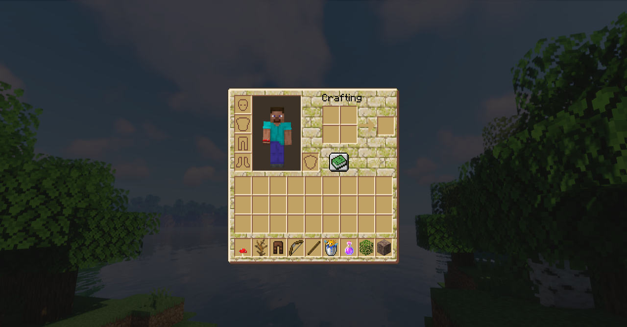 Скриншот инвентаря Minecraft с Frieren GUI в аниме-стиле