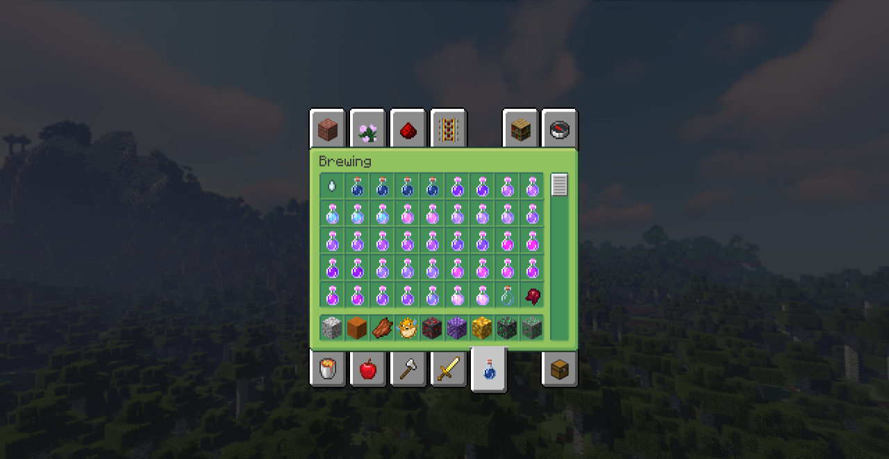 Сравнение стандартного интерфейса Minecraft и Froggest GUI с лягушачьими деталями