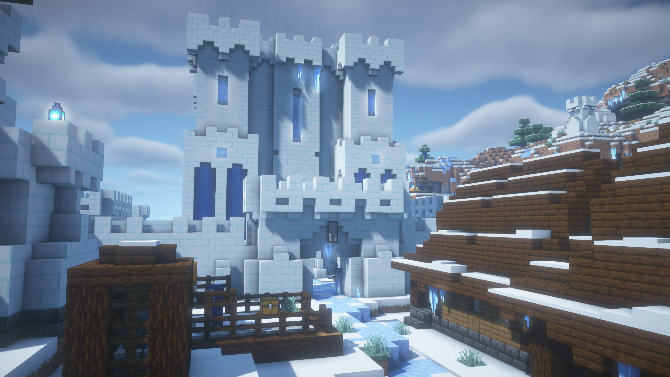 Битва с Фростологом в ледяном замке в Minecraft