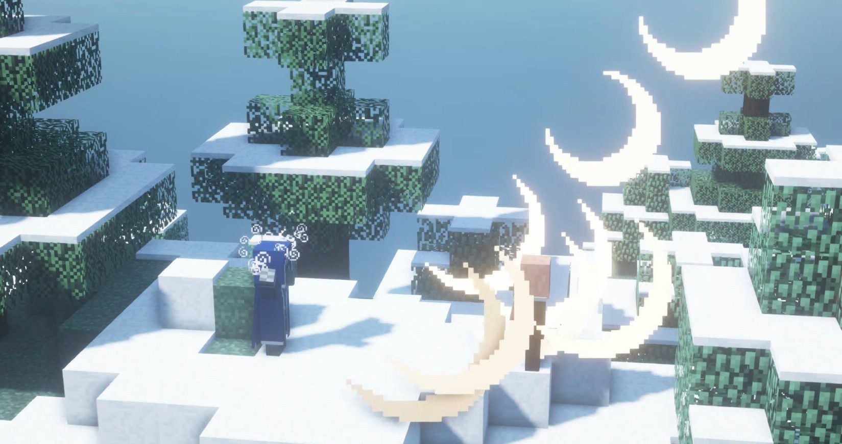 Игрок использует волшебную палочку из Frozen Fiend для создания льда