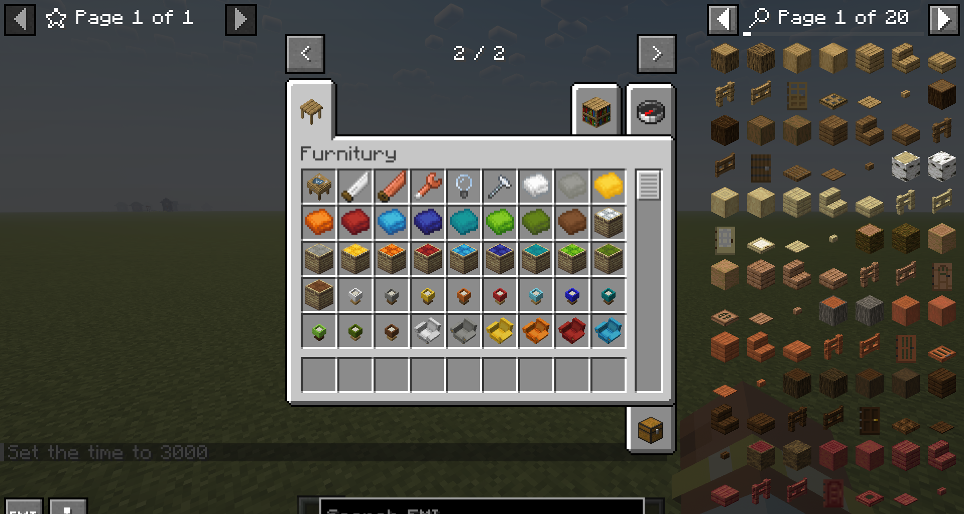 Гостиная в Minecraft с диванами и столиками из мода Furnitury