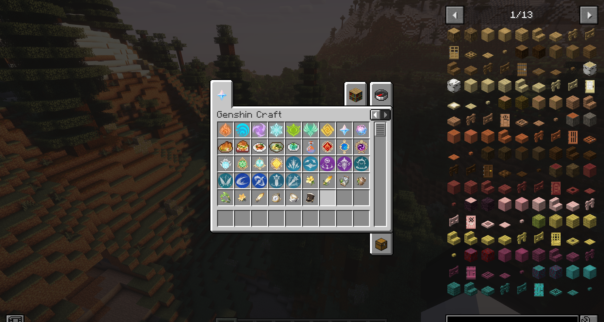 Геймплей мода Genshin Craft с использованием стихийных атак в Minecraft