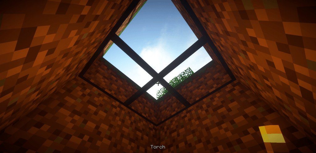 Пример использования светящегося стекла в интерьере дома в Minecraft