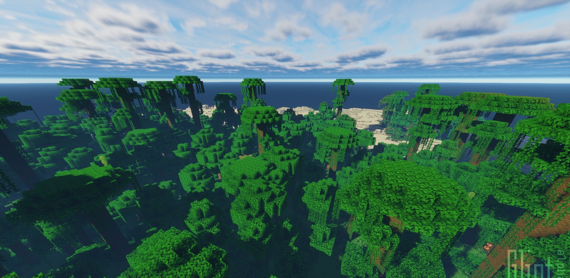 Minecraft с Glint Shaders - красивые пейзажи и динамическое освещение