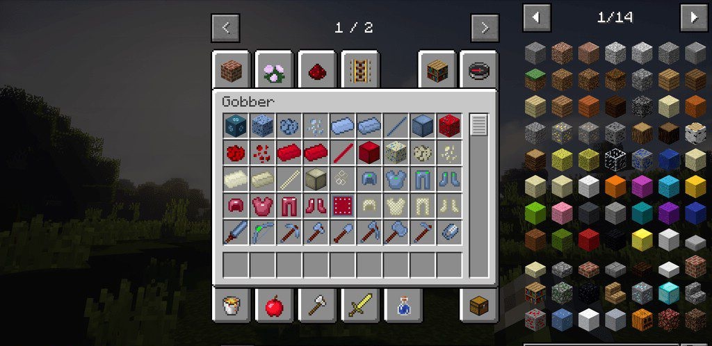 Интерфейс крафта в моде Gobber для Minecraft с новыми рецептами