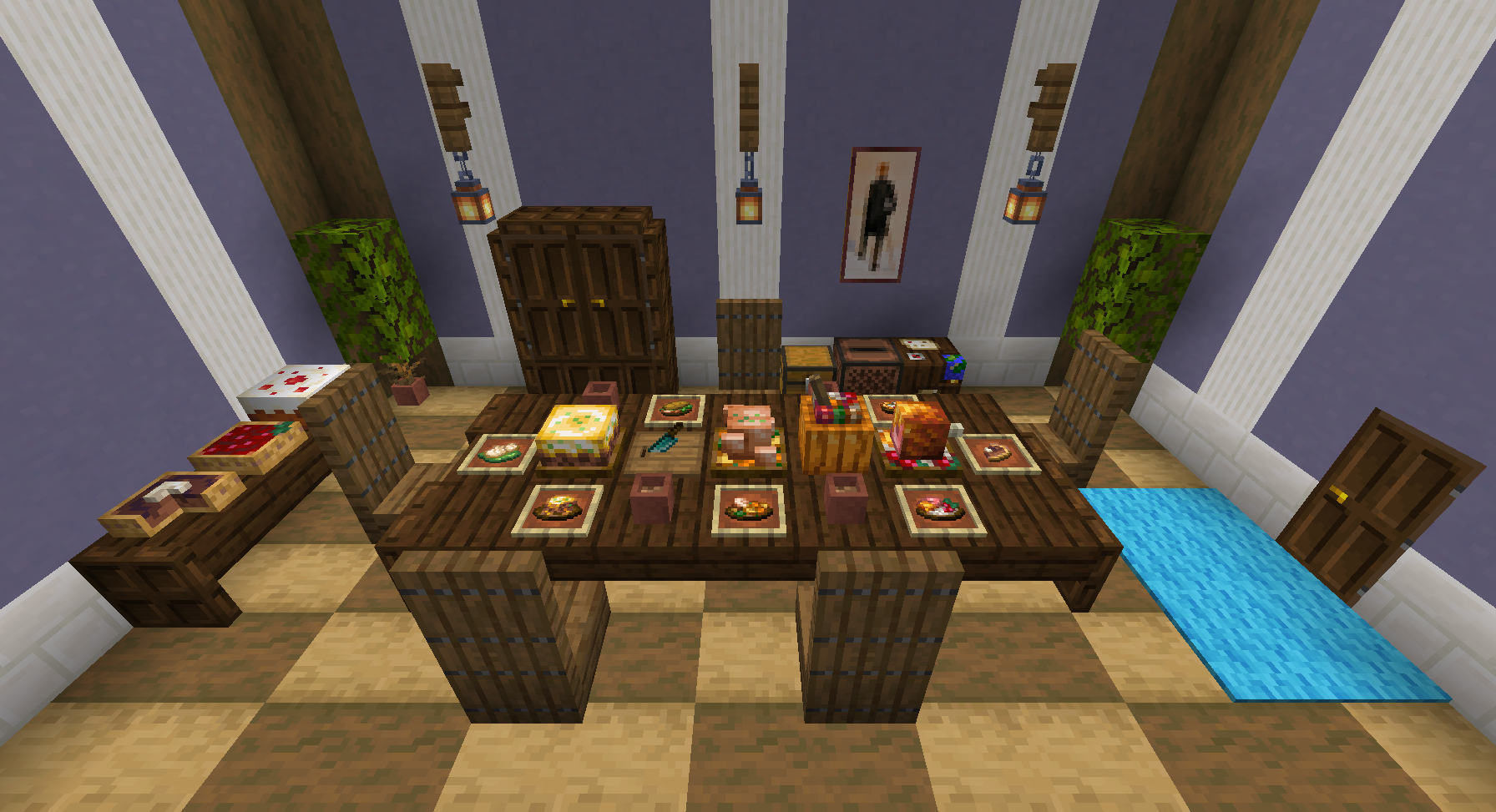 Богатый стол с едой в моде Farmer’s Delight для Minecraft