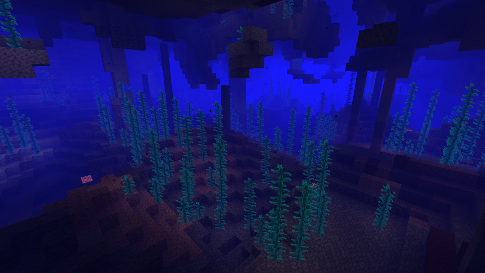 Подсвеченные водоросли Glow Kelp в подводном биоме ValleyCraft
