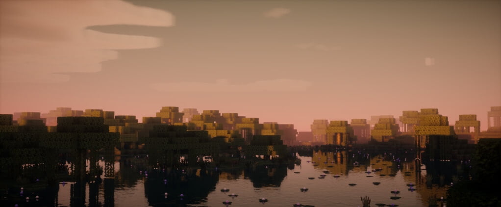 Сравнение стандартной графики Minecraft и с GLSL шейдерами