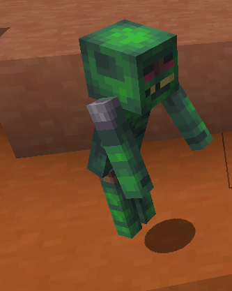 Орк в подземелье Minecraft с модом Dwarf Life, атакующий игрока