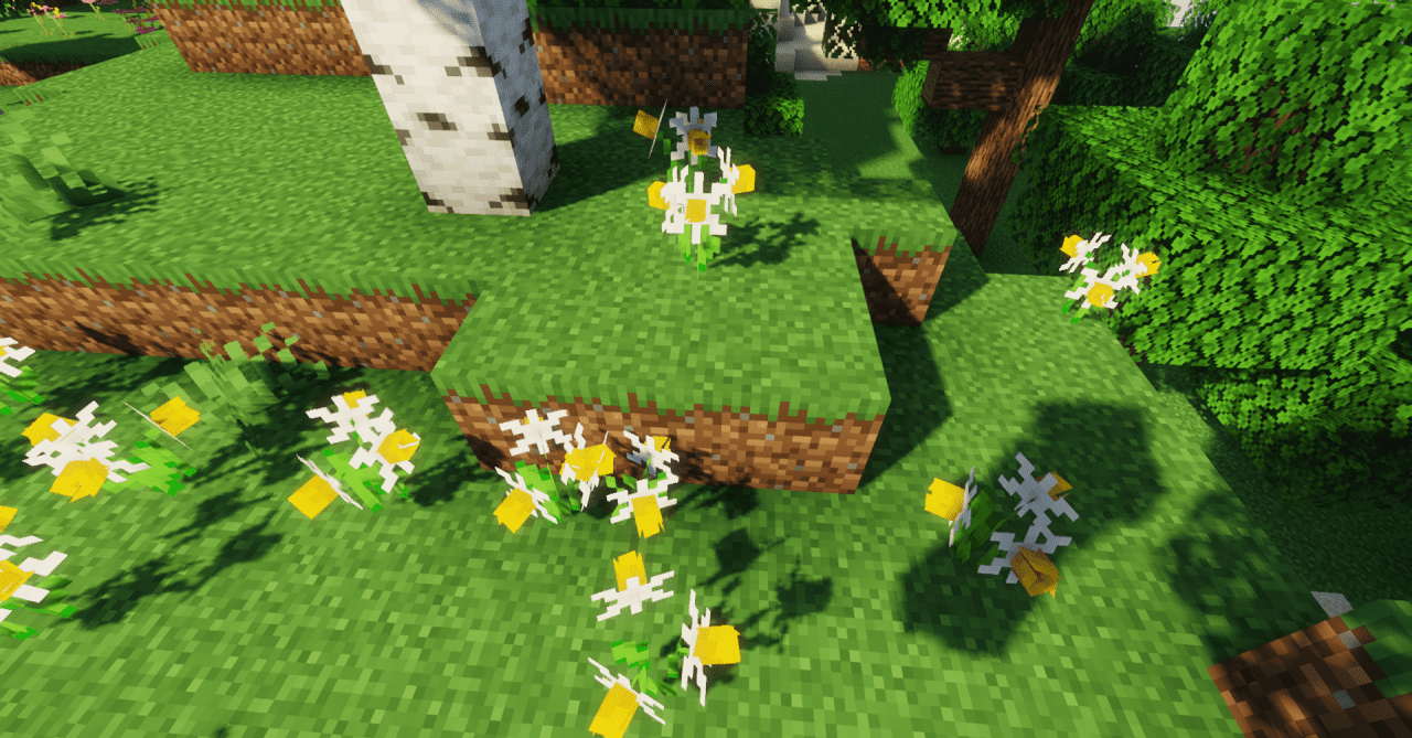 Скриншот Minecraft с текстур-паком Haalina’s Flora Exotica, показывающий новые растения