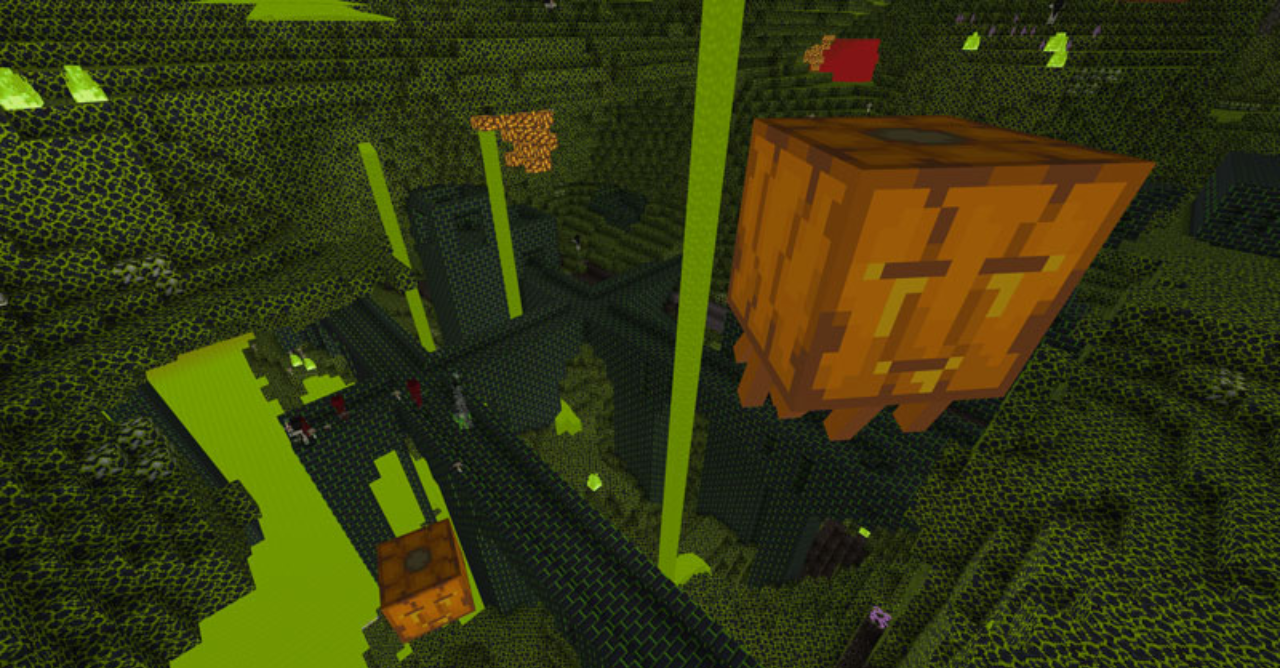 Мир Minecraft в Halloween Mash-up: оранжевое небо и мрачные биомы