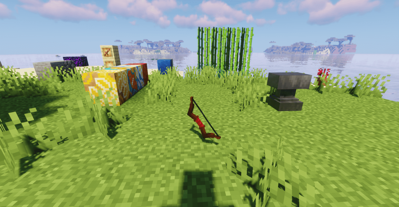 Готовый 3D лук в руках игрока в Minecraft