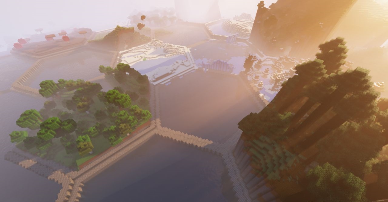 Горный гексагональный биом в Minecraft с модом HexLands II