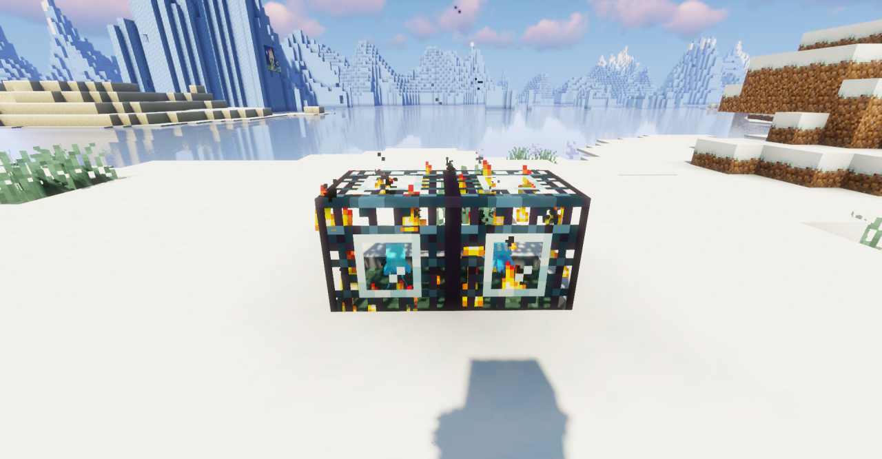 Сравнение стандартного и голографического спавнера скелета в Minecraft