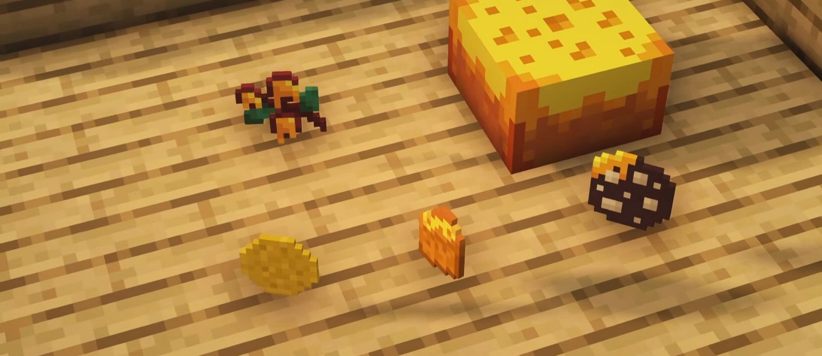 Пример использования медовых декоративных элементов в постройках Minecraft