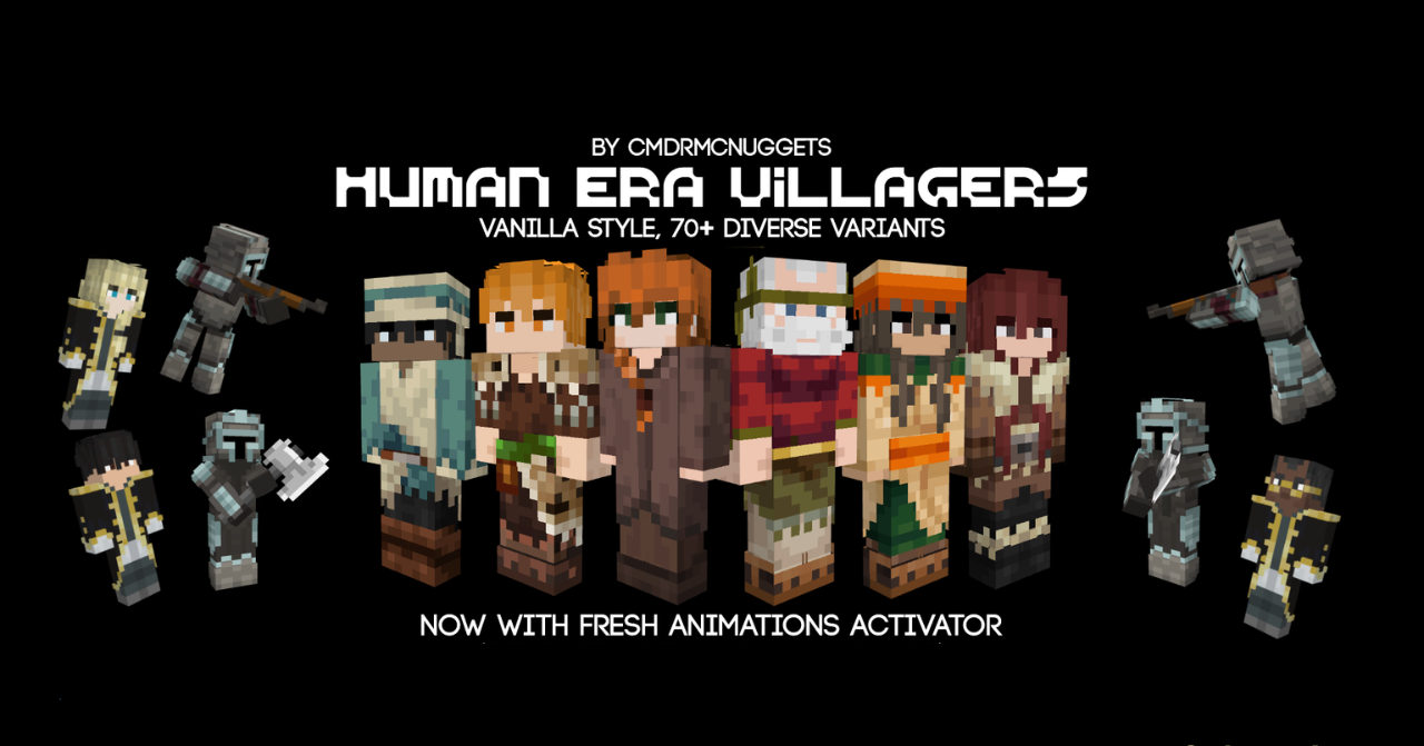 Human Era: Villagers & Illagers X Fresh Animations  1.21.4