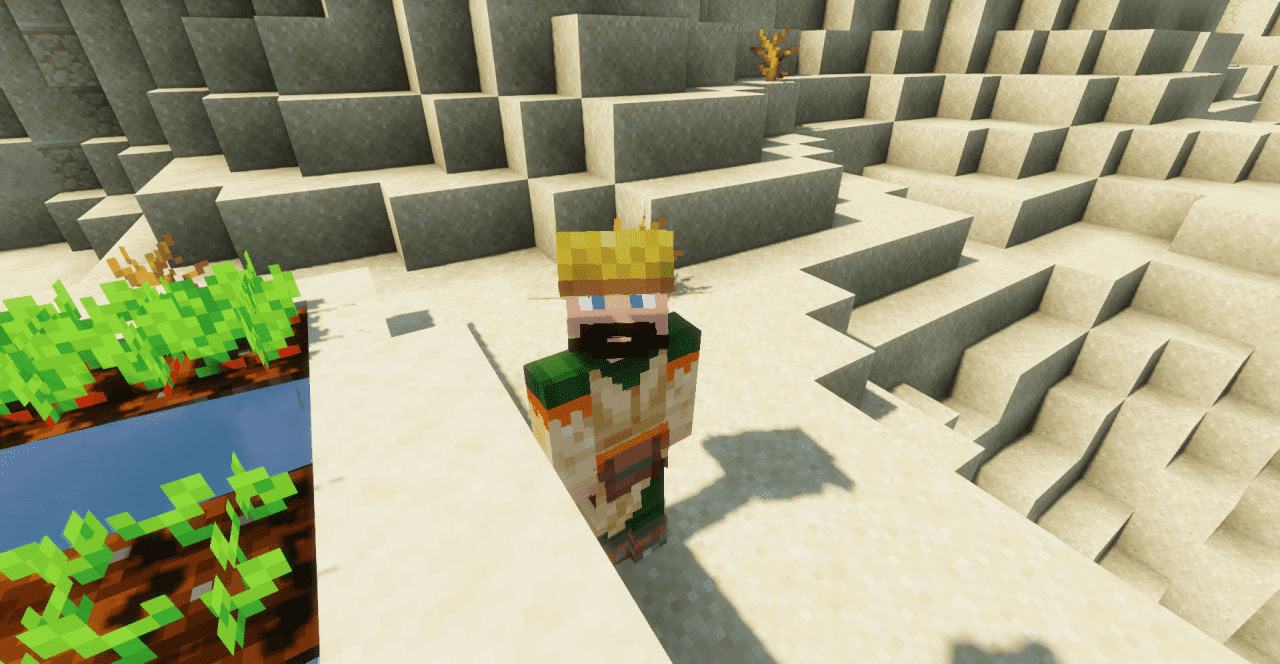 Пример нового дизайна деревенского жителя в Minecraft с уникальной одеждой